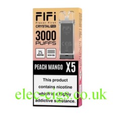 FIFI Crystal 3000 Puff Vaping System Pod Pack (600Puff x 5) Peach Mango