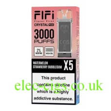 FIFI Crystal 3000 Puff Vaping System Pod Pack (600Puff x 5) Watermelon Strawberry Bubblegum