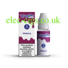 image shows a box and bottle containing Kingston 10 ML Vinberry E-Liquid