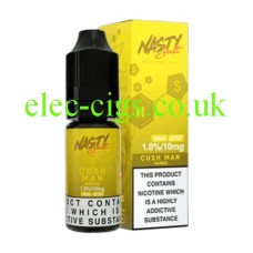 Yellow box with the Cush Man Nic-Salts E-Liquid by Nasty Juice (Mango) in it