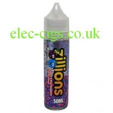 image shows a bottle of Zillions 50 ML Cherry and Blue Raspberry E-Liquid