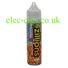 image shows a bottle of Zillions 50 ML Iron Bru E-Liquid