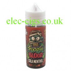 image shows a bottle of Cola Menthol 100 ML E-Liquid from Zombie Blood