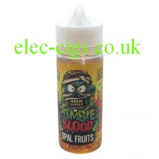 image shows a bottle of Opal Fruits 100 ML E-Liquid from Zombie Blood