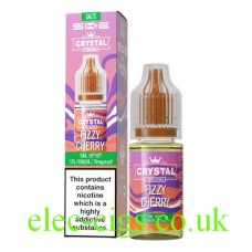 Image shows the box and bottle containing SKE Crystal Nic-Salt E-Liquid Fizzy Cherry