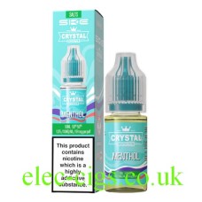 Image shows the box and bottle containing SKE Crystal Nic-Salt E-Liquid Menthol