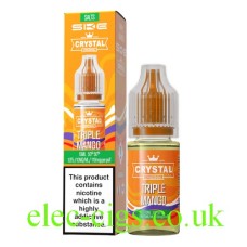 Image shows the box and bottle containing SKE Crystal Nic-Salt E-Liquid Triple Mango