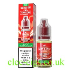 Image shows the box and bottle containing SKE Crystal Nic-Salt E-Liquid Watermelon Cherry