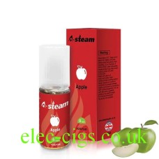 Image shows box and bottle containing the A Steam 10ML E-Liquid  Apple