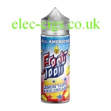 Image shows a bottle of All American Frooti Tooti: Lemon Tart and Ice Cream 100 ML E-Liquid