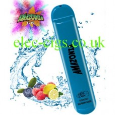 Image shows Amazonia 600 Puff Disposable E-Cigarette Bar: Blueberry Raspberry Lemon