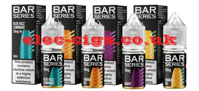 Image shows just 4 of the 22 flavours available in the Bar Series 10ML Nicotine Salts Range