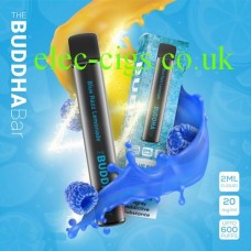 image shows a depiction of the Blue Razz Lemonade 600 Puff Disposable Vape by Buddha Bar