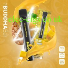 Image shows an artists impression of the Pineapple Mango 600 Puff Disposable Vape by Buddha Bar