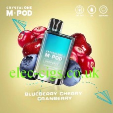 Crystal One M-Pod 600 Puff Disposable E-Cigarette Blueberry Cherry Cranberry only £3.00
