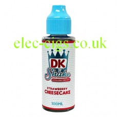 Image is a bottle of Strawberry Cheesecake DK 'N' Shake E-Liquid by Donut King