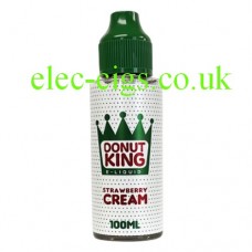 Image shows a bottle of Strawberry Cream Donut 100 ML E-Liquid by Donut King