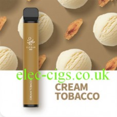 Image shows Cream Tobacco 600 Puff Disposable E-Cigarette by Elf Bar