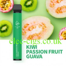 Image shows Kiwi Passion Fruit & Guava 600 Puff Disposable E-Cigarette by Elf Bar