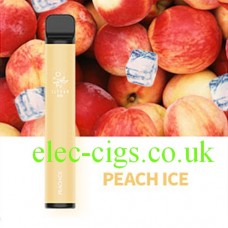 Image shows Peach Ice 600 Puff Disposable E-Cigarette by Elf Bar