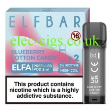 ELFBAR Elfa 2ml Pre-Filled Pod - 20mg (2 Pack) Blueberry Cotton Candy from only £4.50
