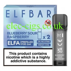 ELFBAR Elfa 2ml Pre-Filled Pod - 20mg (2 Pack) Blueberry Sour Raspberry from only £4.50
