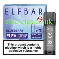 Image shows ELFBAR Elfa 2ml Pre-Filled Pod - 20mg (2 Pack) Blueberry 