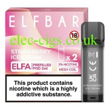 Image shows ELFBAR Elfa 2ml Pre-Filled Pod - 20mg (2 Pack) Strawberry Ice Cream