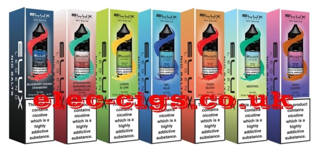 Image show several of the boxes containing the Elux Legend Nic Salts 10ml e-liquids