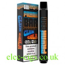 Image shows Club Cola 600 Puff Disposable Vape Bar from Frunk