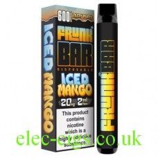 Image shows Iced Mango 600 Puff Disposable Vape Bar from Frunk