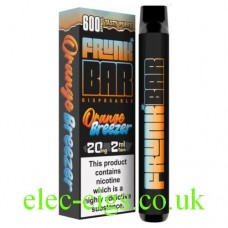 Image shows Orange Breezer 600 Puff Disposable Vape Bar from Frunk