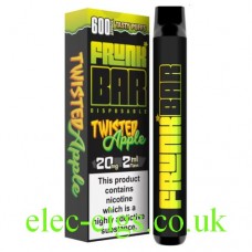 Image shows Twisted Apple 600 Puff Disposable Vape Bar from Frunk