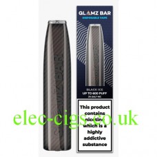 Image shows the box and the Black Ice 600 Puff Disposable Bar from Glamz Bar itself