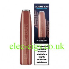 Image shows the Box and the Cola Ice 600 Puff Disposable Bar from Glamz Bar device itself