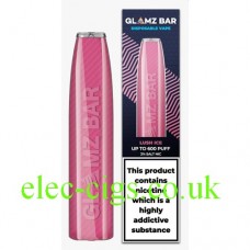 Image of the Lush Ice 600 Puff Disposable Bar from Glamz Bar  and the box it comes in