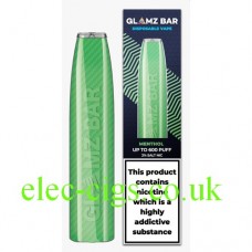 image is of the Menthol 600 Puff Disposable Bar from Glamz Bar and the box it comes in.