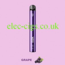 Image ishows the Grape by ISOK, 800 Puff Disposable E-Cigarette Bar on a purple background