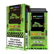 Image show the Lost Temple Pod System Blue Sour Rass  and its box