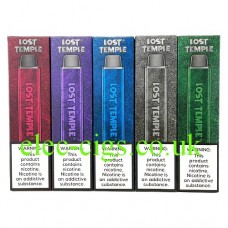 Image shows all five of the colours available in the Lost Temple Pod Vaping Device range