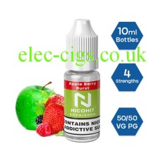 Nicohit Apple Berry Burst E-Liquid with some of the raw ingredients around it