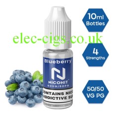 Nicohit Blueberry E-Liquid with some of the raw ingredients around it