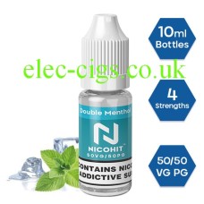 Nicohit Double Menthol E-Liquid with some of the raw ingredients around it