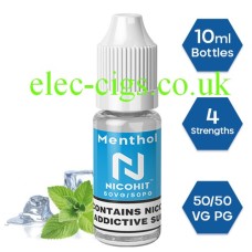 Nicohit Menthol E-Liquid with some of the raw ingredients around it