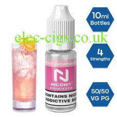 Nicohit Pink Lemonade E-Liquid with some of the raw ingredients around it