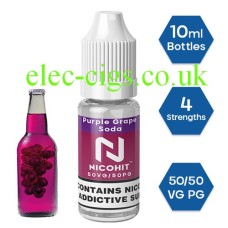 Nicohit Purple Grape Soda E-Liquid with some of the raw ingredients around it