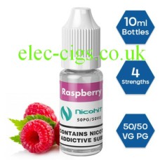 Nicohit Raspberry E-Liquid with some of the raw ingredients around it