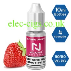 Nicohit Strawberry E-Liquid with some of the raw ingredients around it