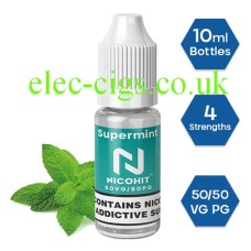 Nicohit Super Mint E-Liquid with some of the raw ingredients around it