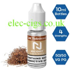 Nicohit UK Tobacco E-Liquid with some of the raw ingredients around it